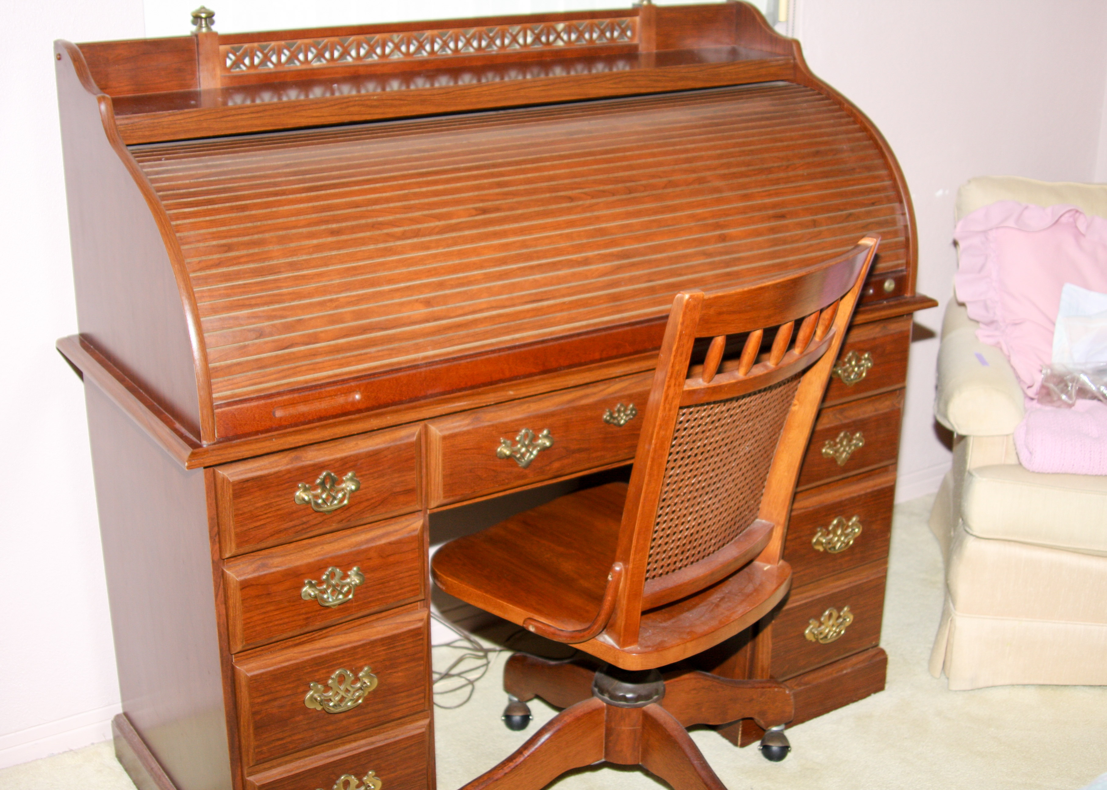 Roll-top Desk and Chair From Riverside Furniture