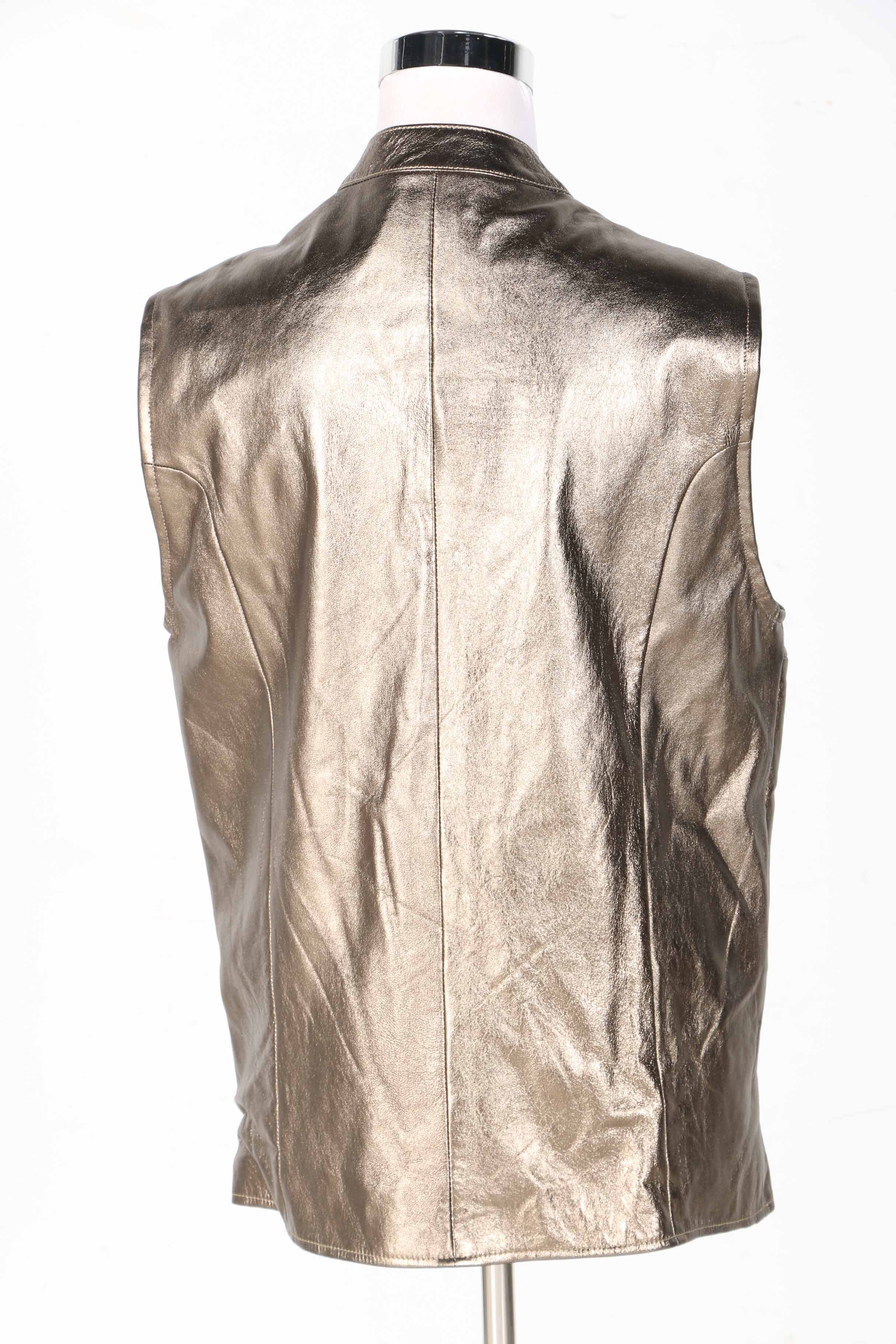 Men's Metallic Gold Tone Leather Vest