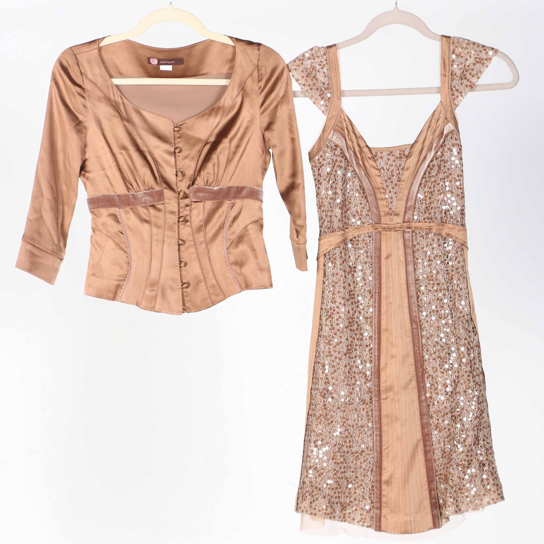 Korean Made Copper Tone Dress And Jacket