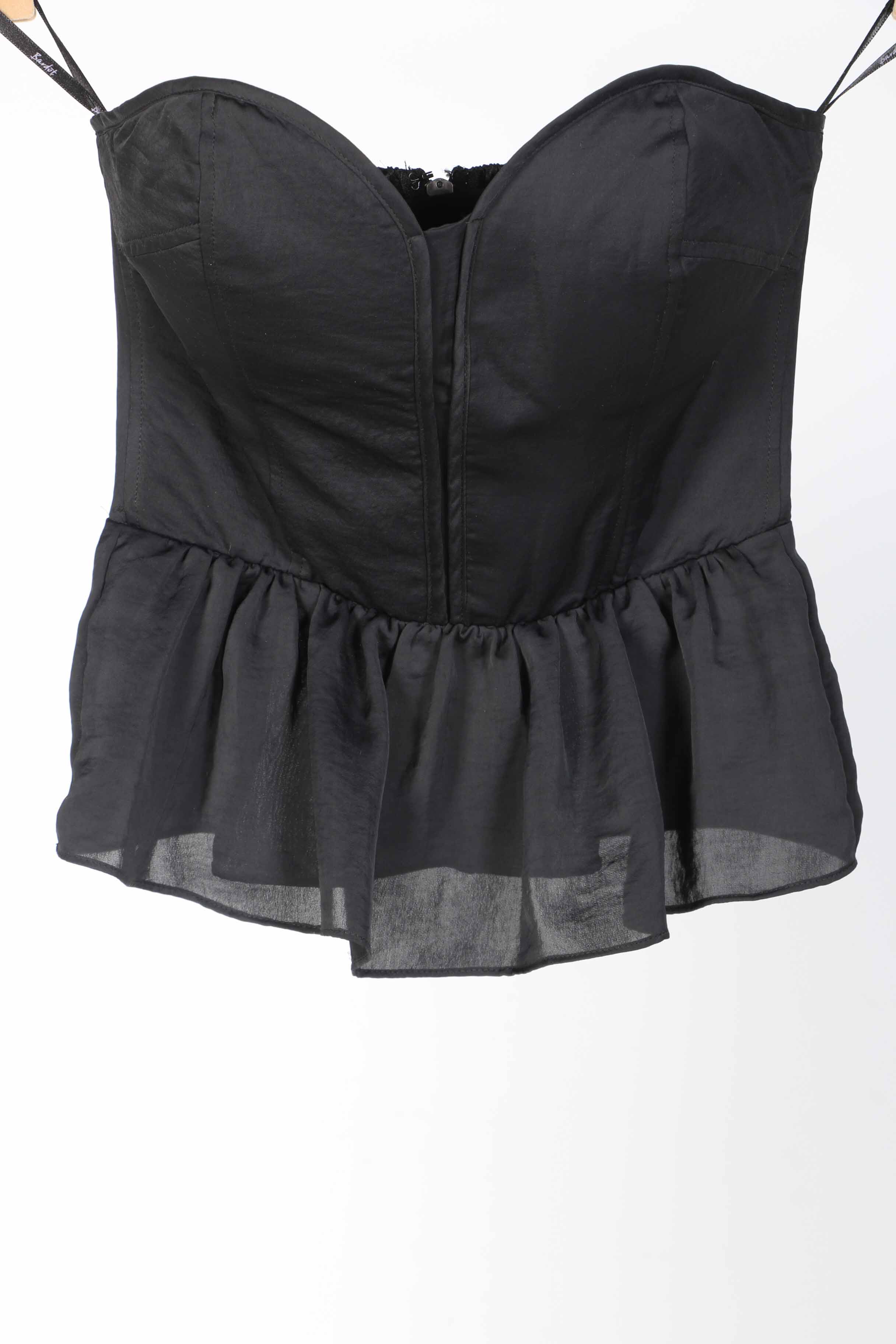 1980s Style Black Ruffled Bustier Top And Tulle Skirt