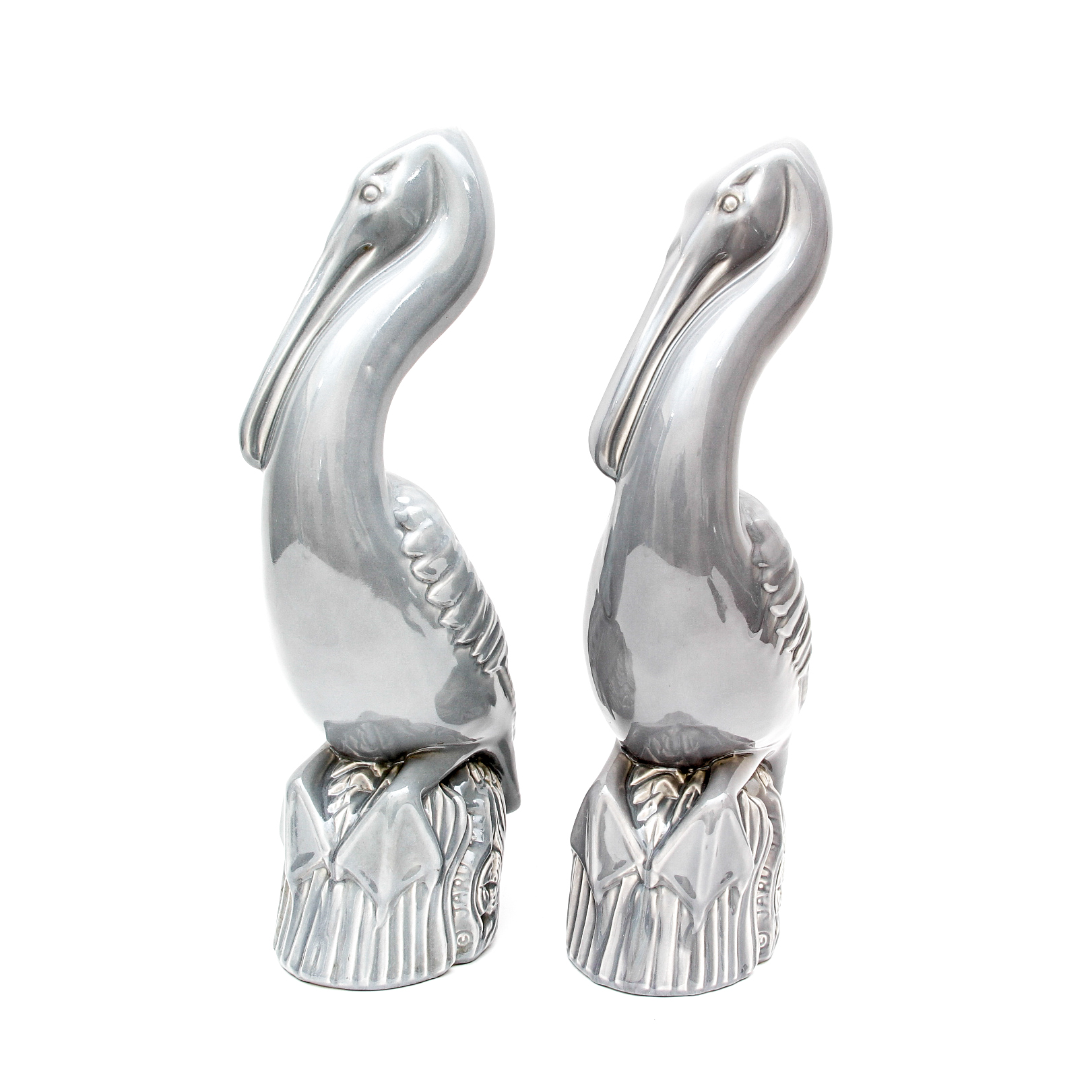 Pair of Large Jaru Pottery Bird Mantle Sculptures