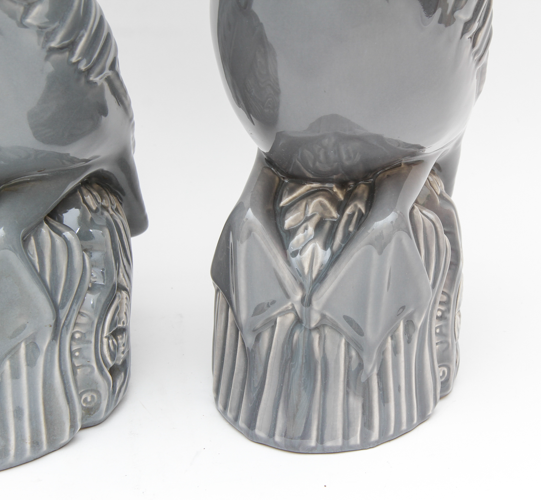 Pair of Large Jaru Pottery Bird Mantle Sculptures