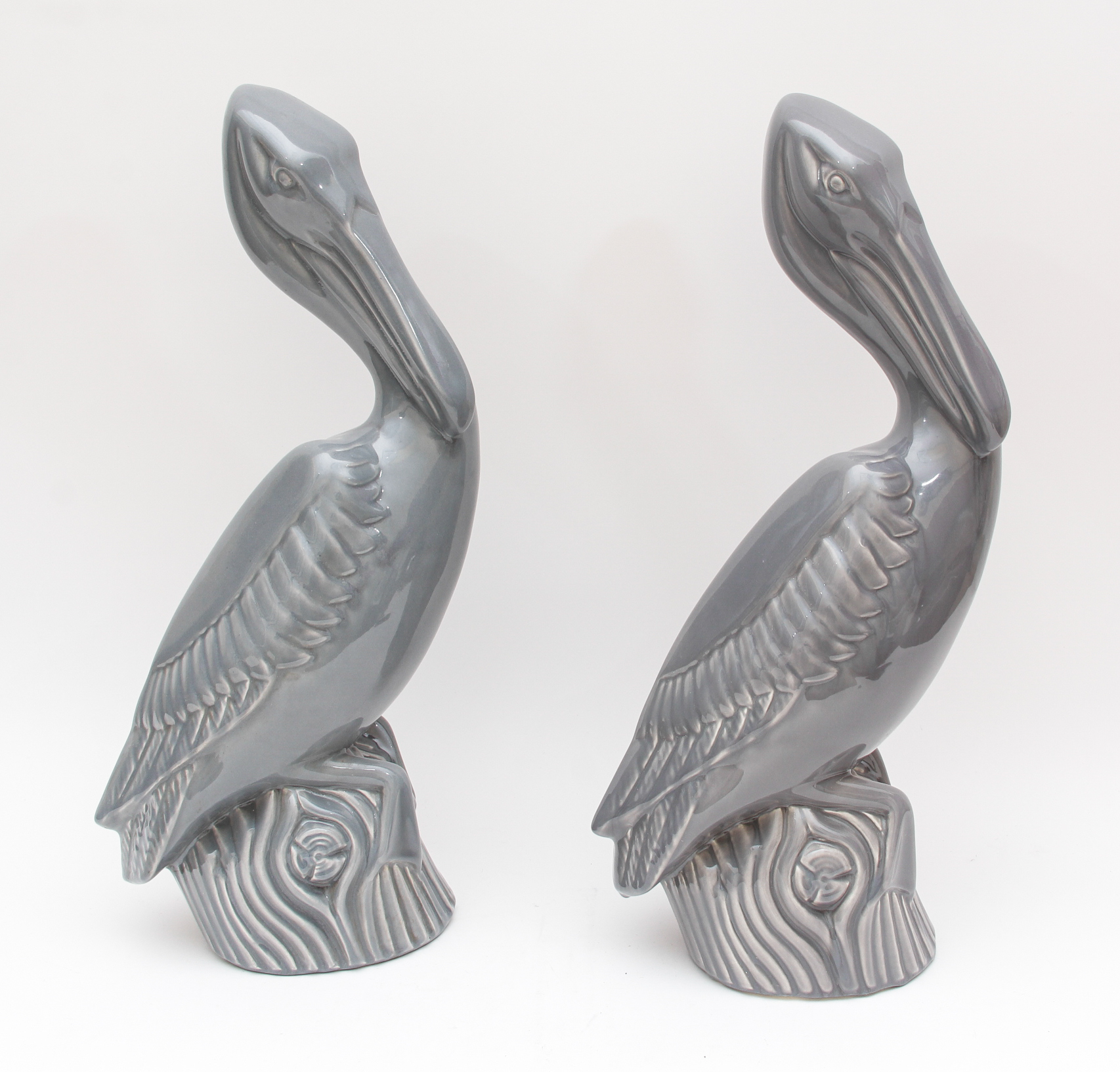 Pair of Large Jaru Pottery Bird Mantle Sculptures