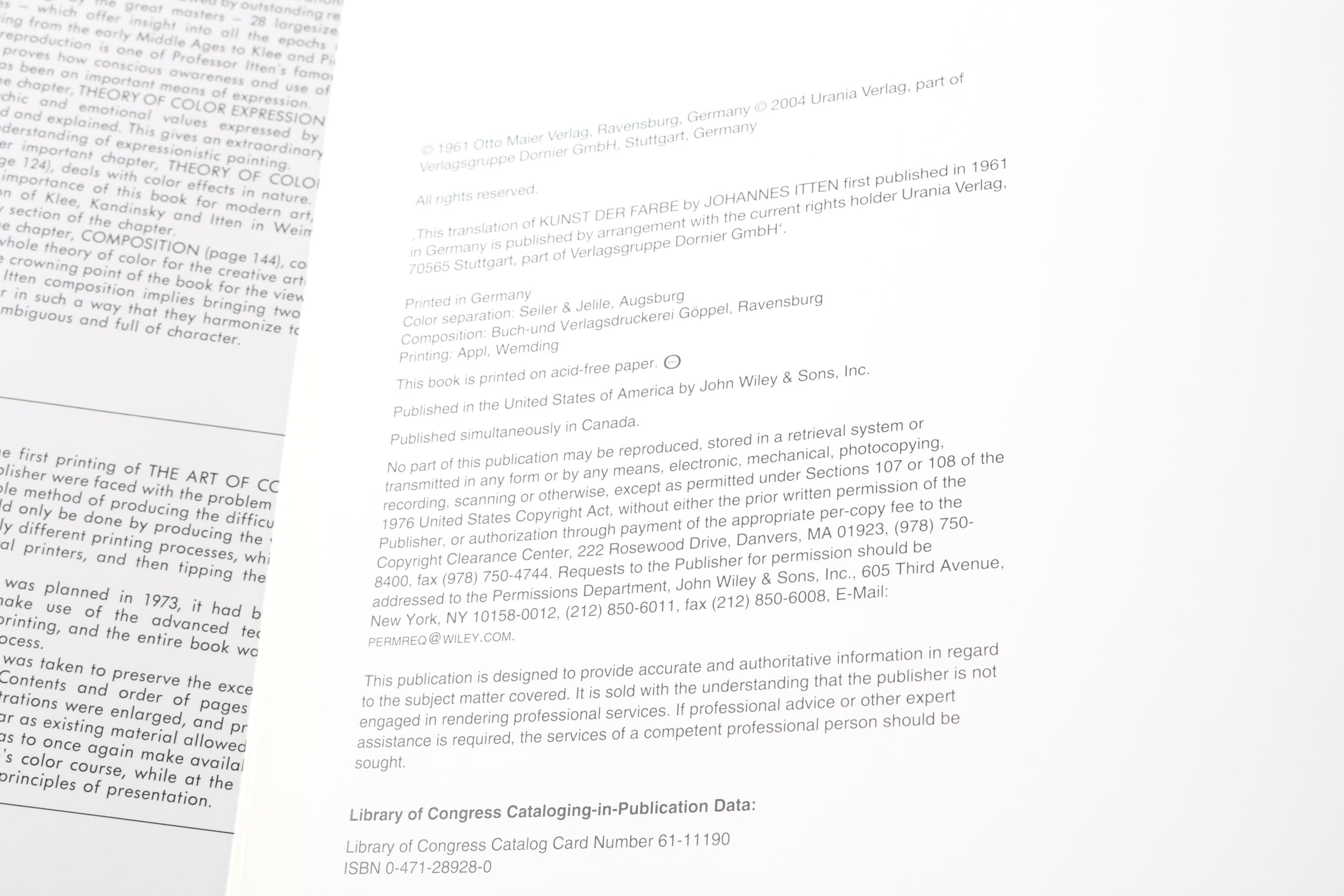 Hardcover "The Art Of Color" by Johannes Itten Book