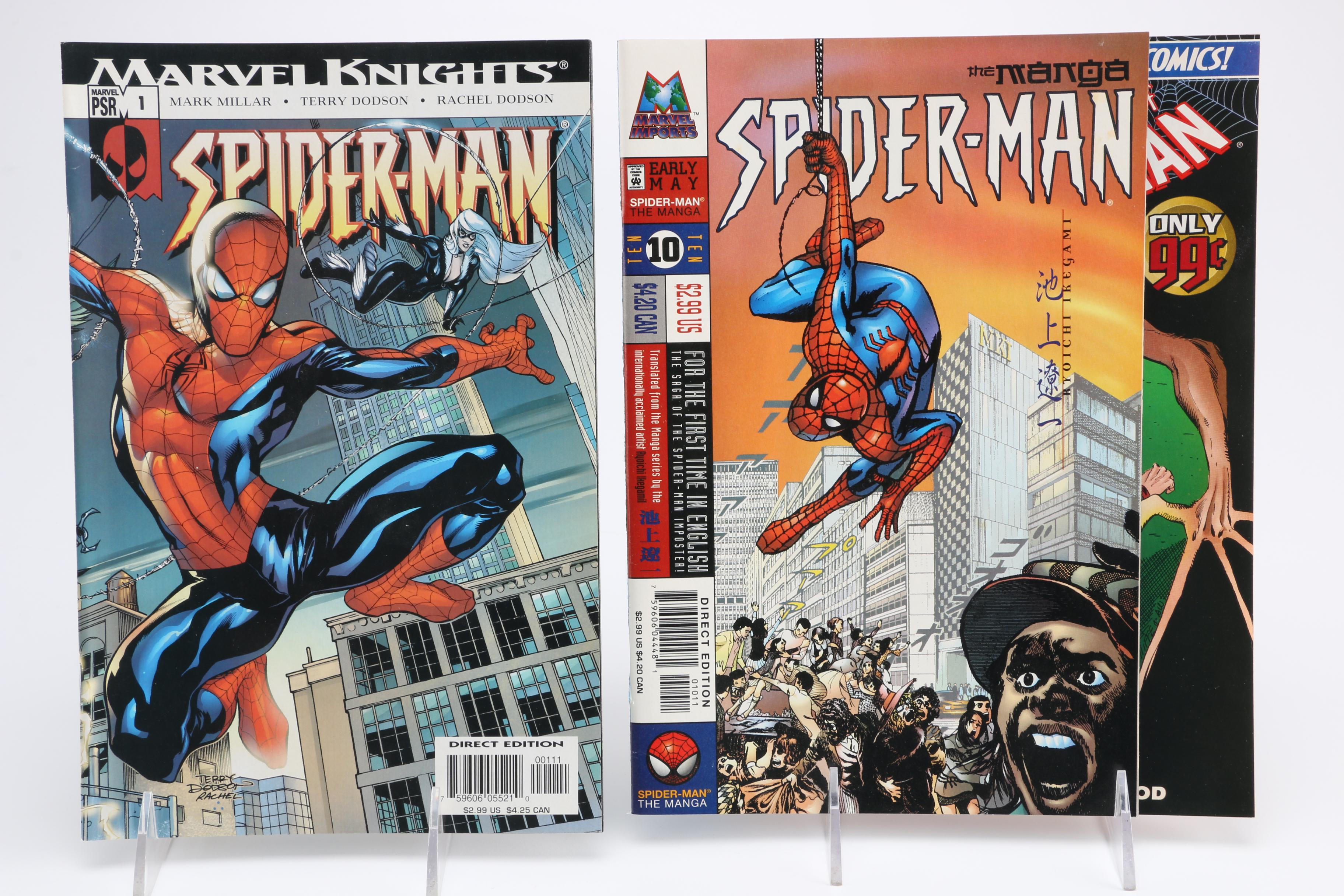 Modern Age and Bronze Age Spider Man Comics Featuring "Marvel Team Up" Issue 100