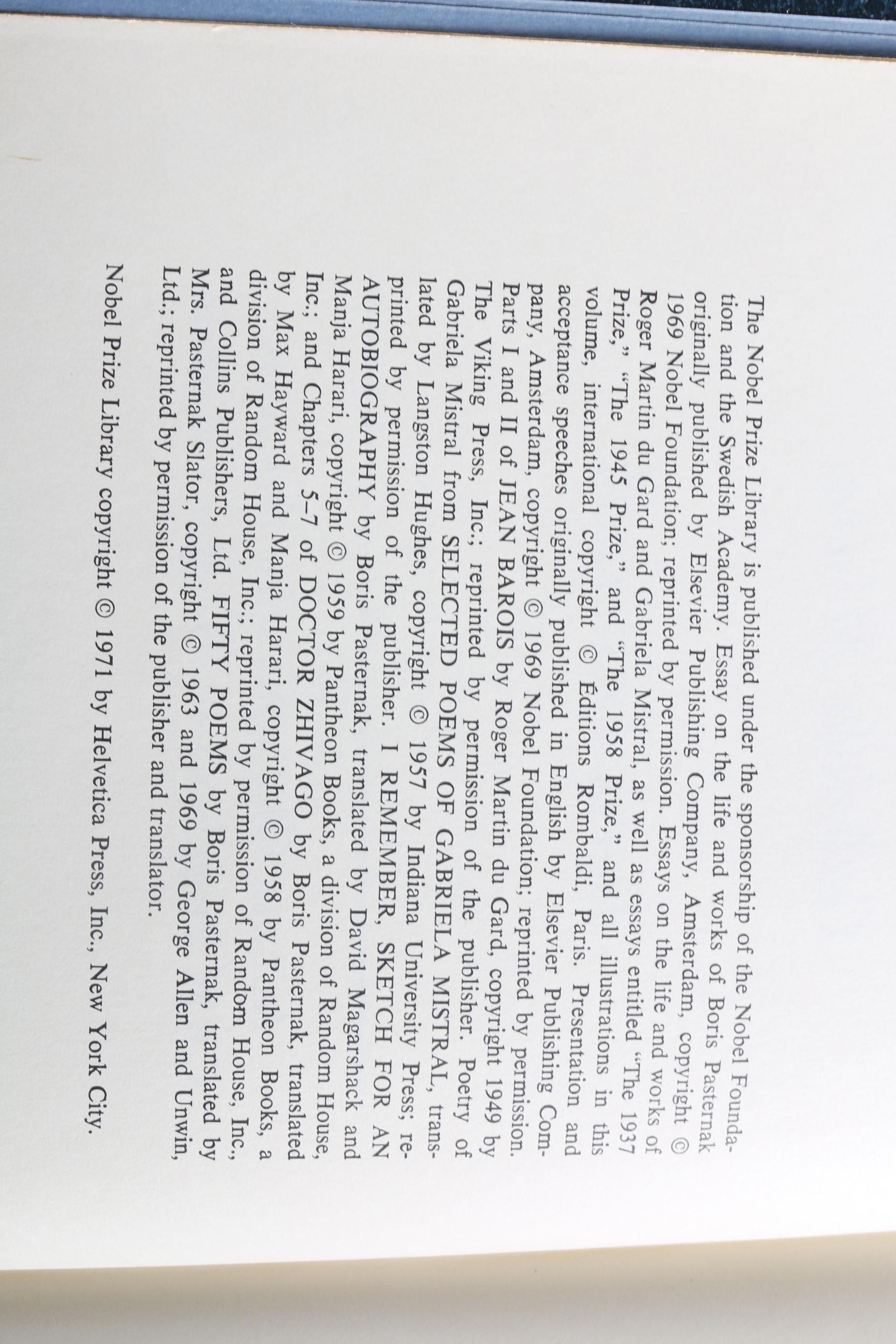 1971 "Nobel Prize Library" Twenty Volume Set