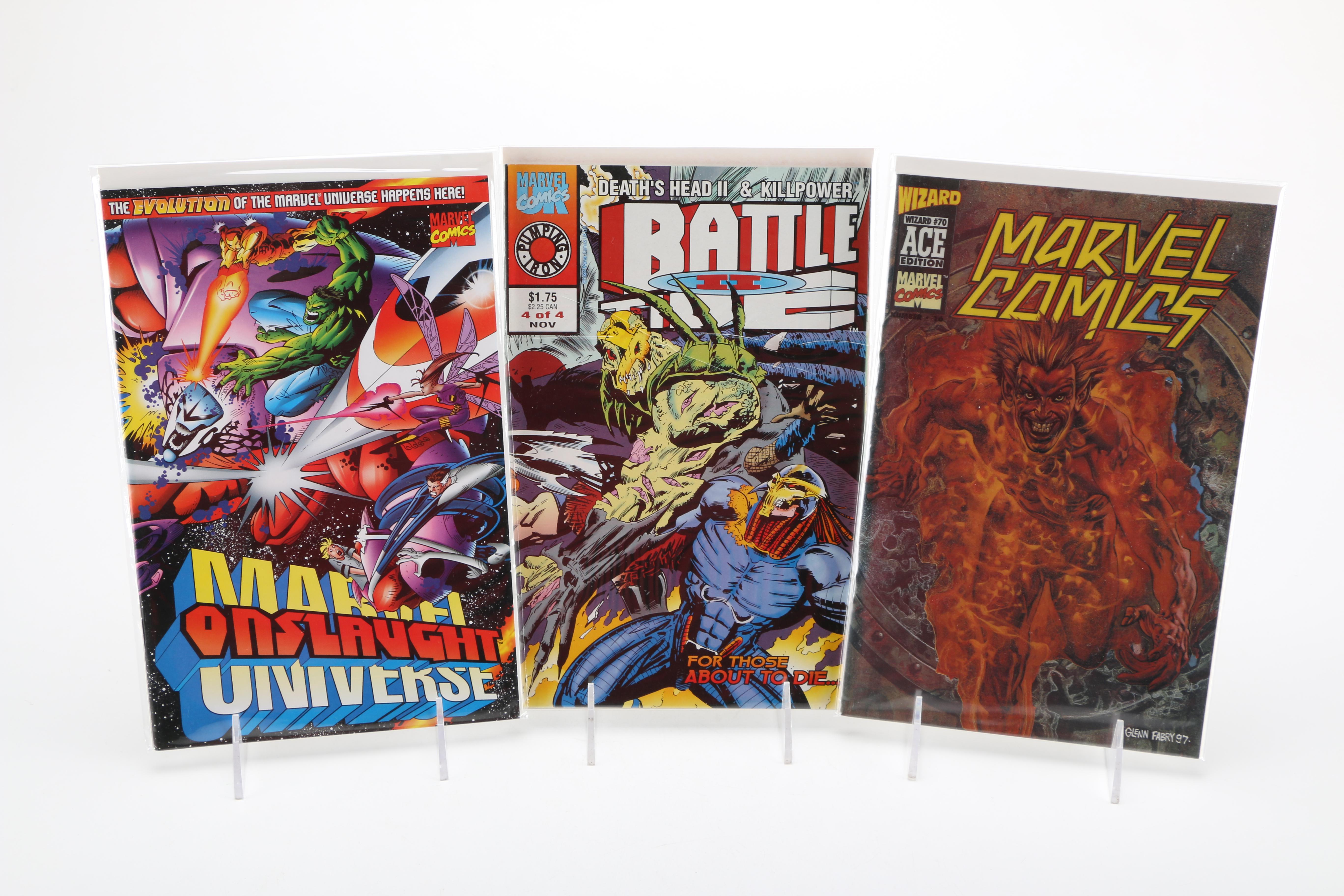 Assorted Modern and Bronze Age Marvel Comics and Graphic Novels with "Wizard 2000" Comic Magazine