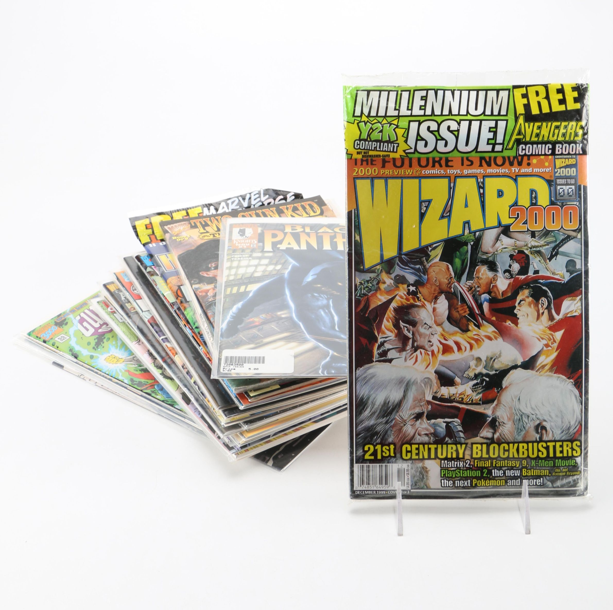 Assorted Modern and Bronze Age Marvel Comics and Graphic Novels with "Wizard 2000" Comic Magazine