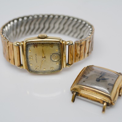 Vintage 14K Gold Filled Hamilton Watch and Bulova Watch Face
