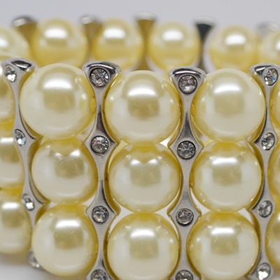 Vintage Faux Pearl Rhinestone Bracelet