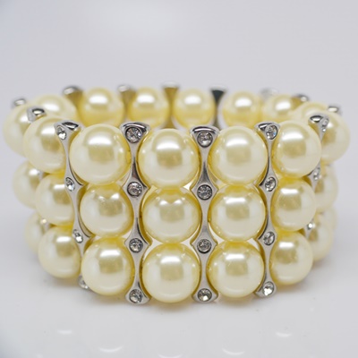 Vintage Faux Pearl Rhinestone Bracelet