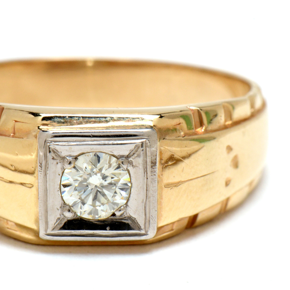 Men's Vintage 14K Two Tone Gold Diamond Ring