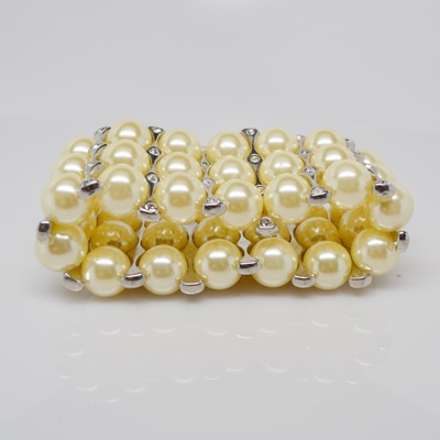 Vintage Faux Pearl Rhinestone Bracelet
