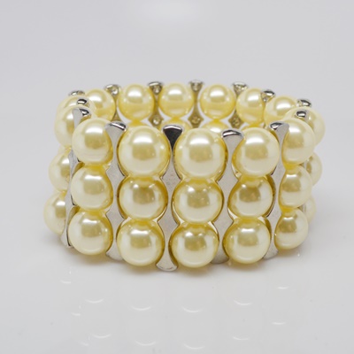 Vintage Faux Pearl Rhinestone Bracelet