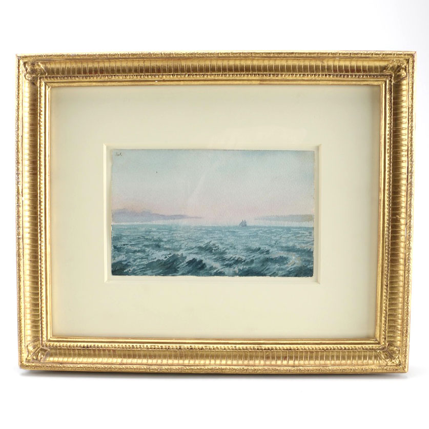 Charles DeWolf Brownell Watercolor Painting on Paper "Off Barnegat, 1857"