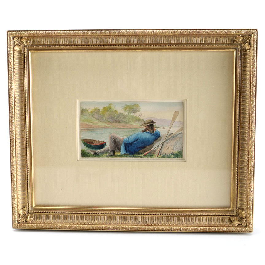 Charles DeWolf Brownell Watercolor Painting "Waiting for the Tide to Turn"