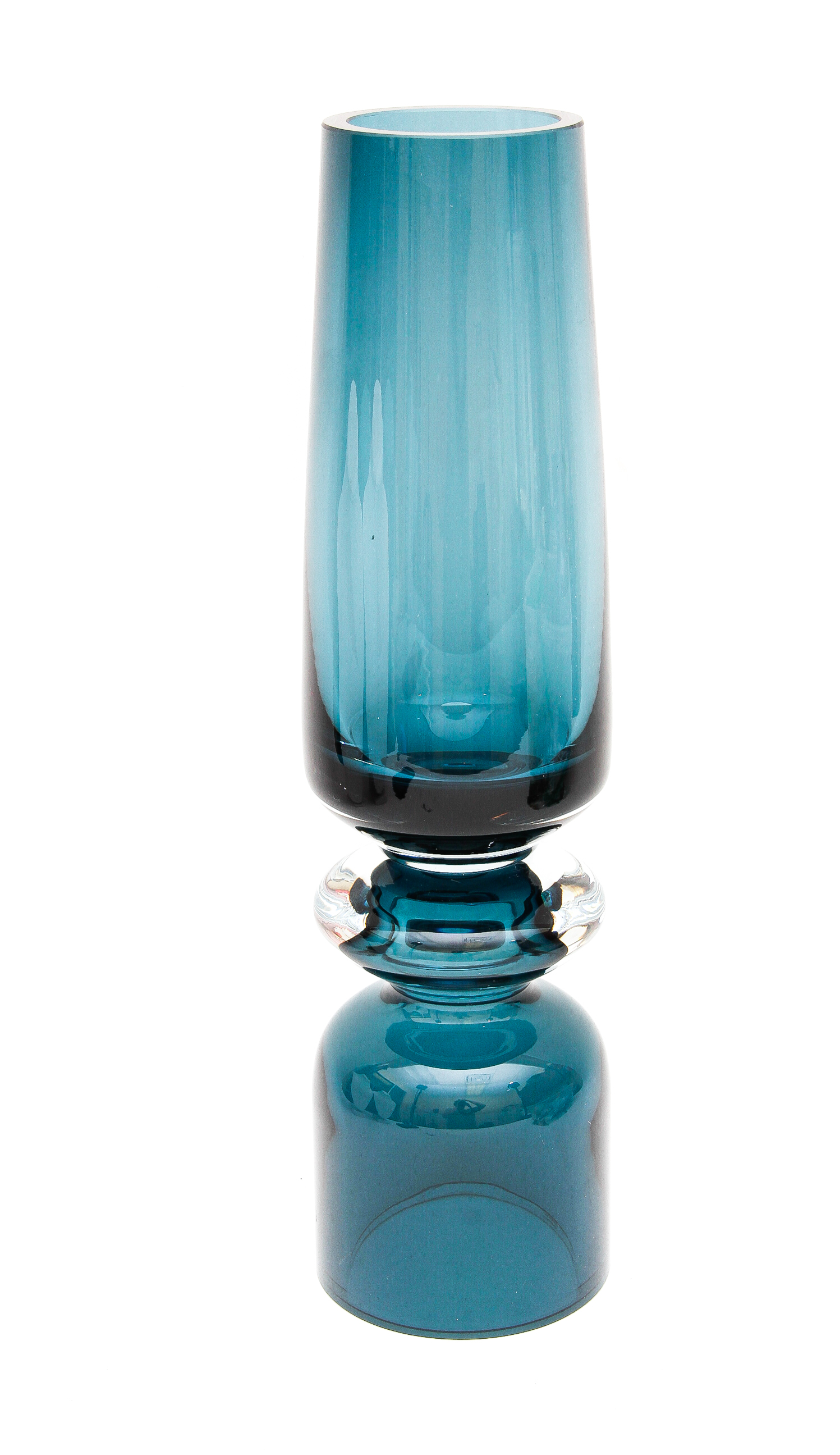 Large Waterford Peacock Blue Crystal Modernist Vase