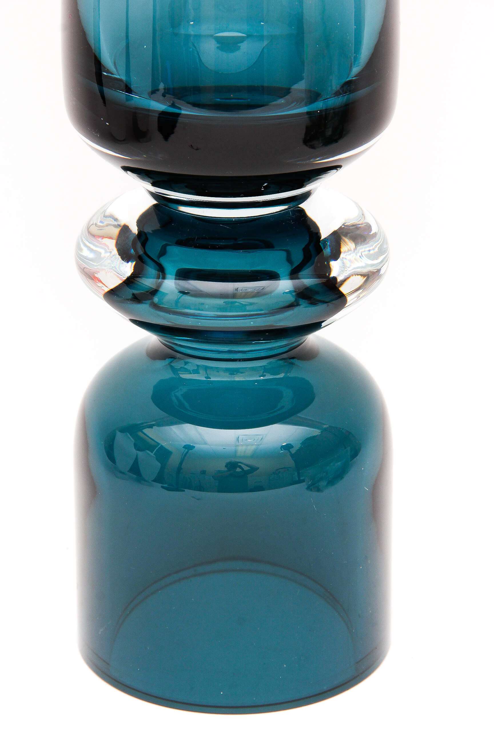 Large Waterford Peacock Blue Crystal Modernist Vase