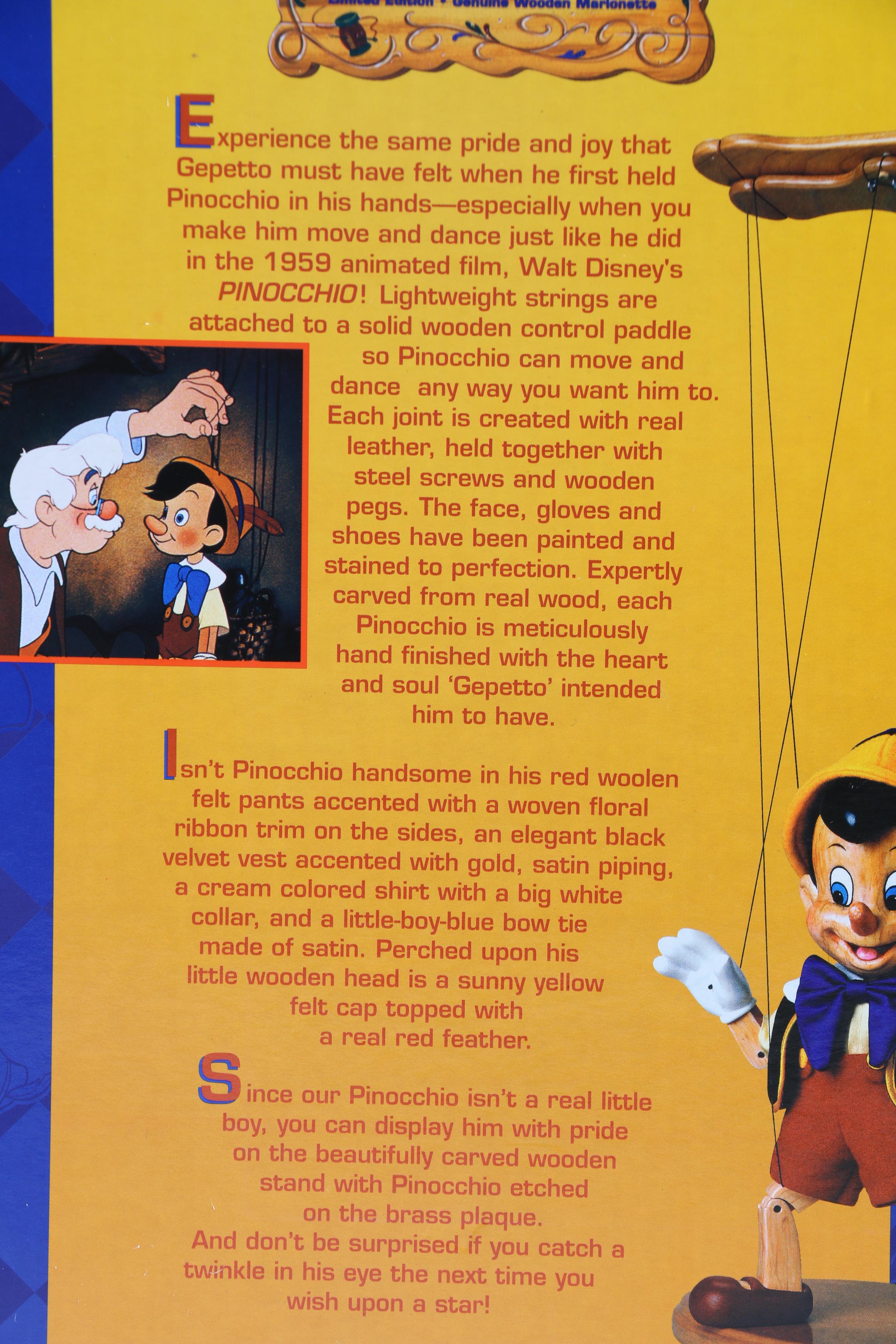 Walt Disney Limited Edition Pinocchio Wooden Marionette Doll