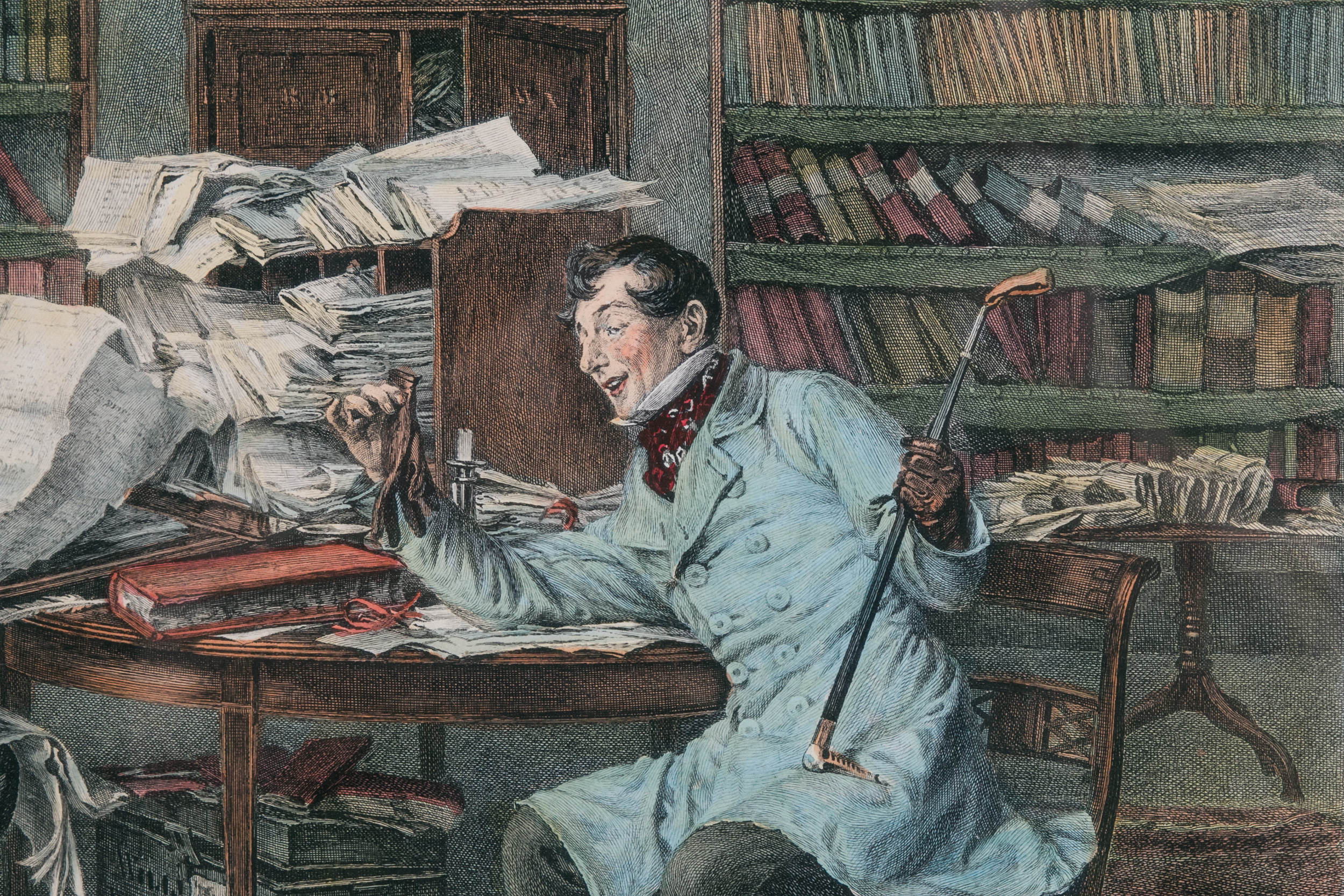 After James Dobie "A Little Mortgage" Hand-colored Engraving