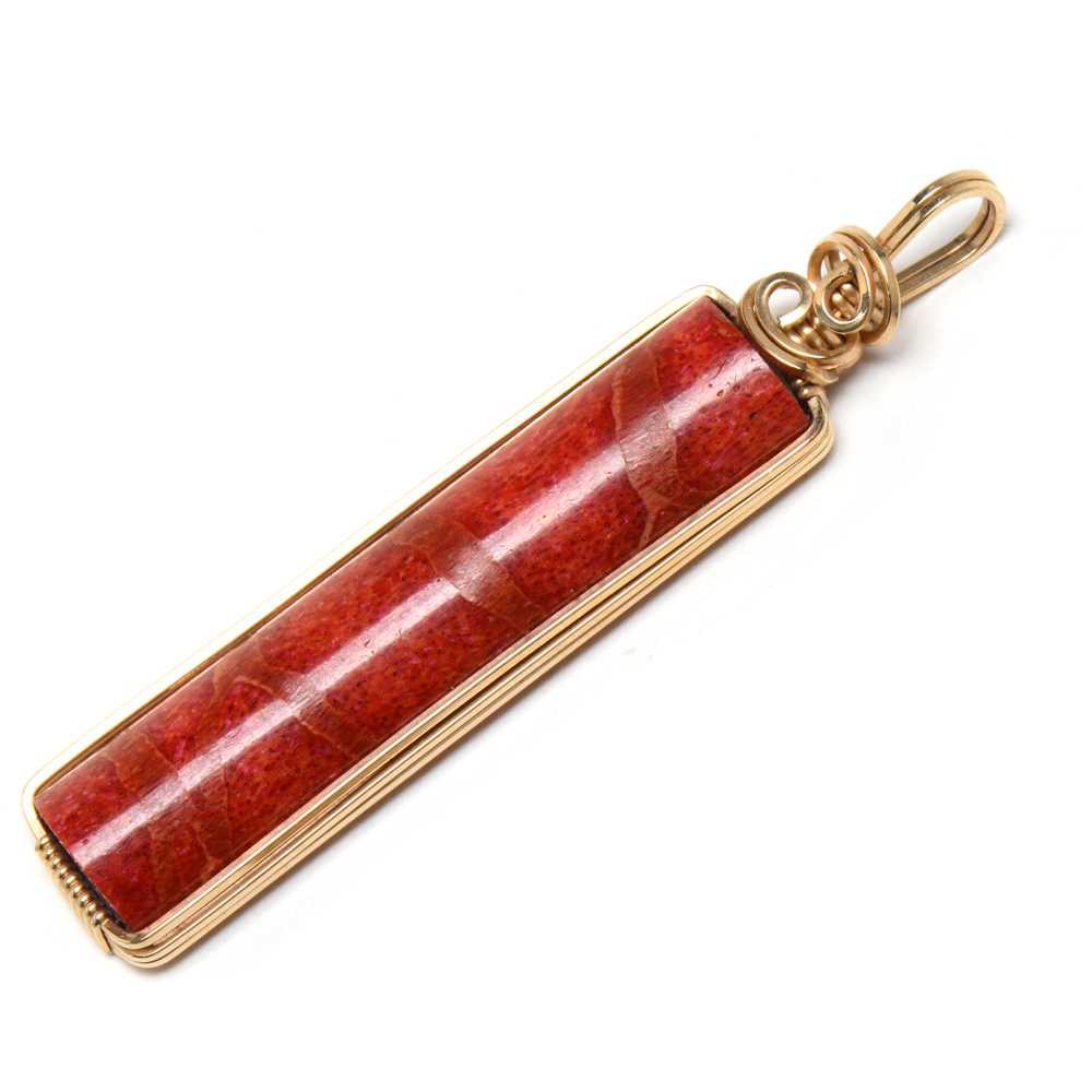 Gold Filled Pendant and Dangle Earrings with Compressed, Dyed and Filled Coral