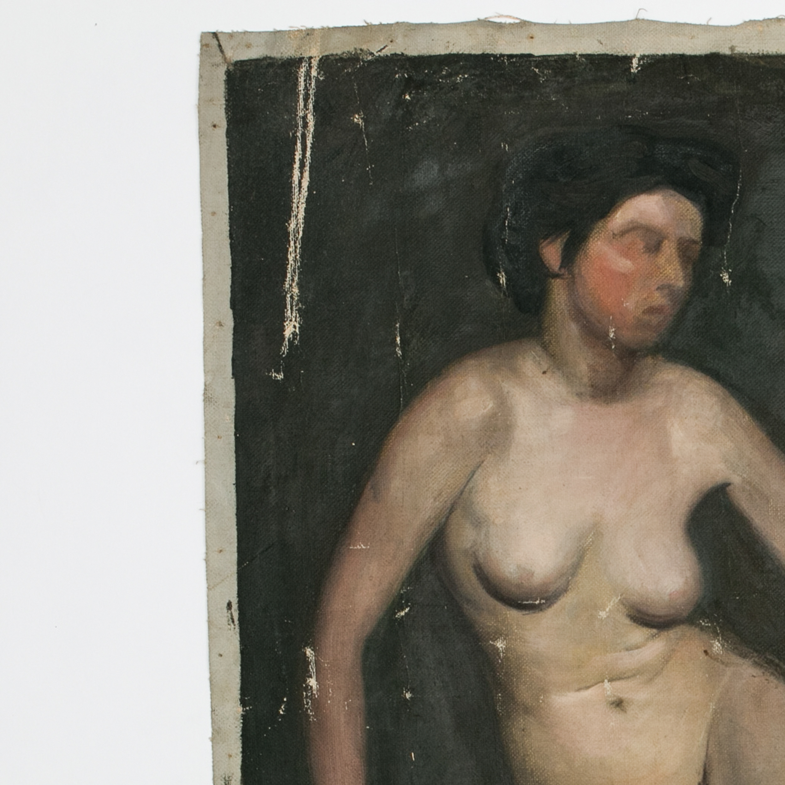 Emily B. Waite, Study of a Seated Female Nude, Oil on Unstretched Canvas