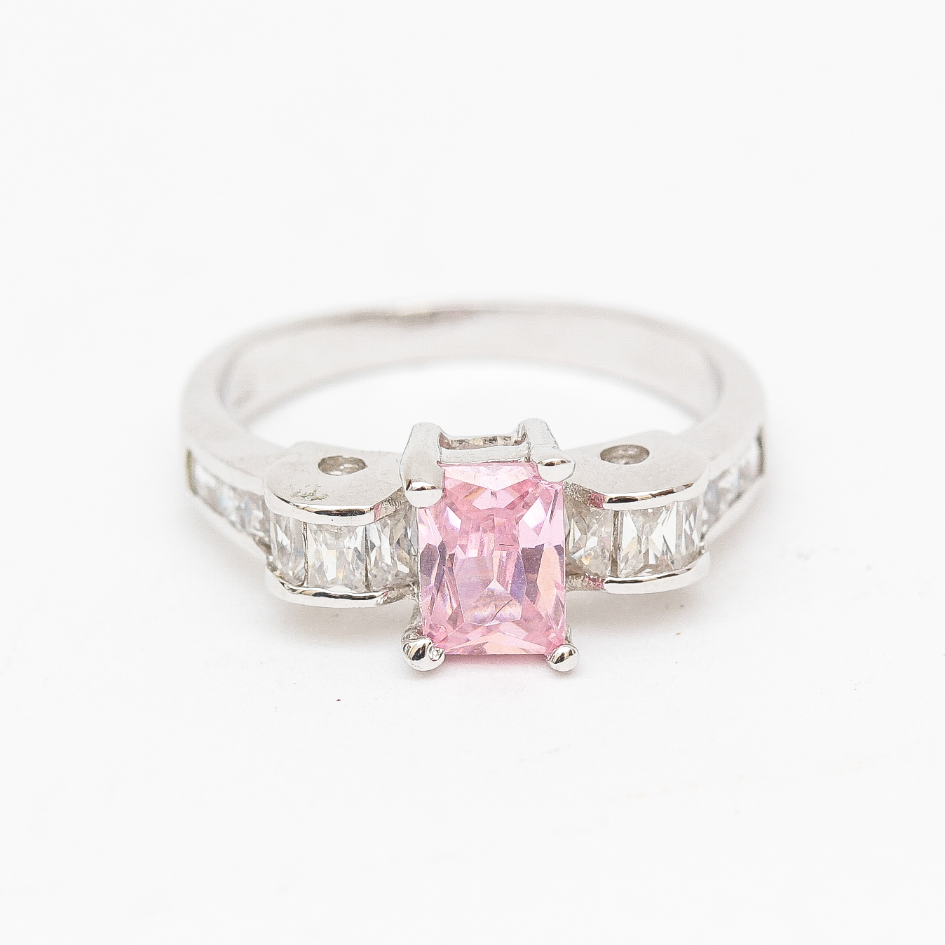 Sterling Silver Pink Glass Ring