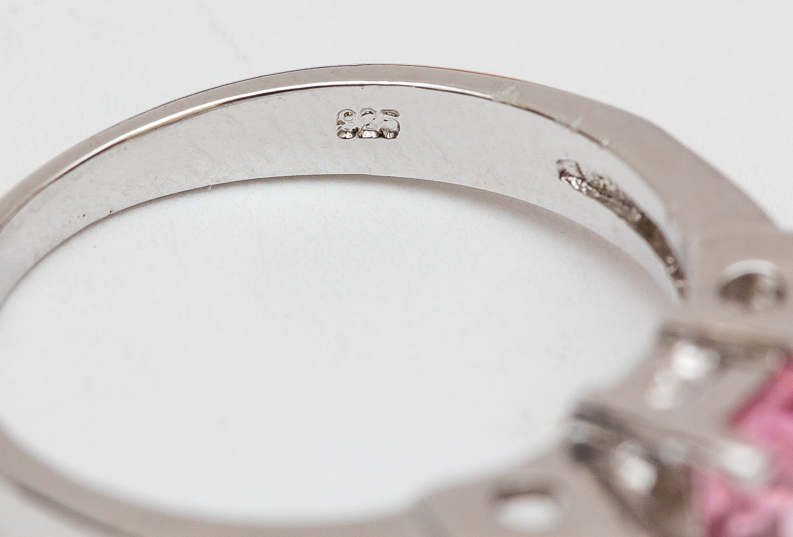 Sterling Silver Pink Glass Ring