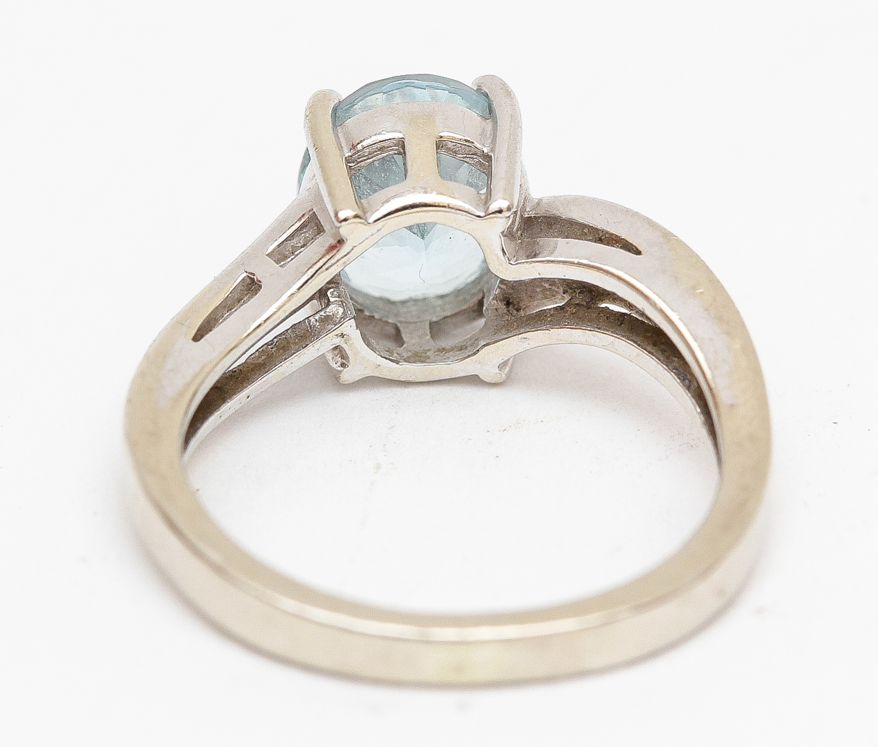 EMA 14K White Gold Aquamarine and Diamond Ring