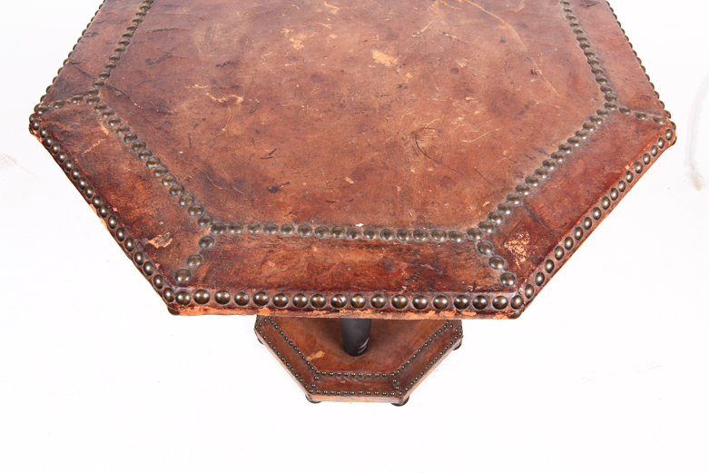 Octagonal Leather Top Table