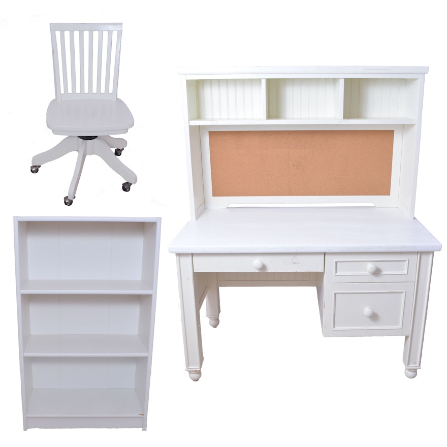 Pottery Barn Kids Desk with Matching Chair and Bookshelf
