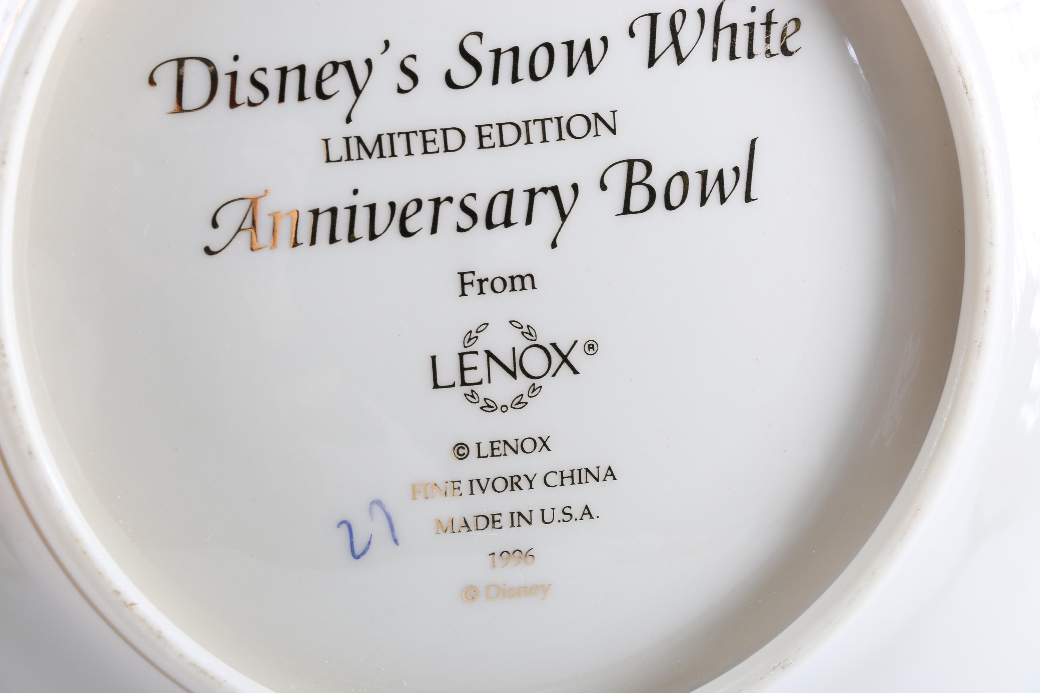 Disney's Snow White Limited Edition Anniversary Bowl From Lenox