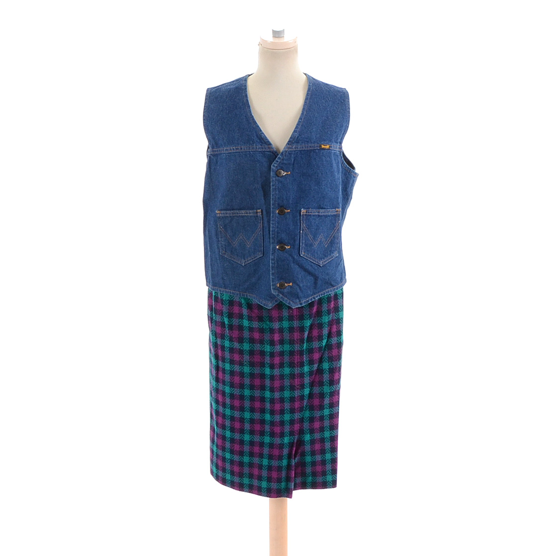 Vintage Wranglers Denim Vest and Pendleton Skirt