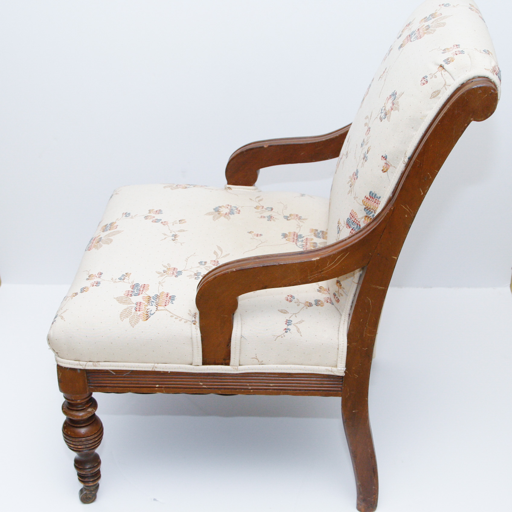 Upholstered Slipper Chair on Casters