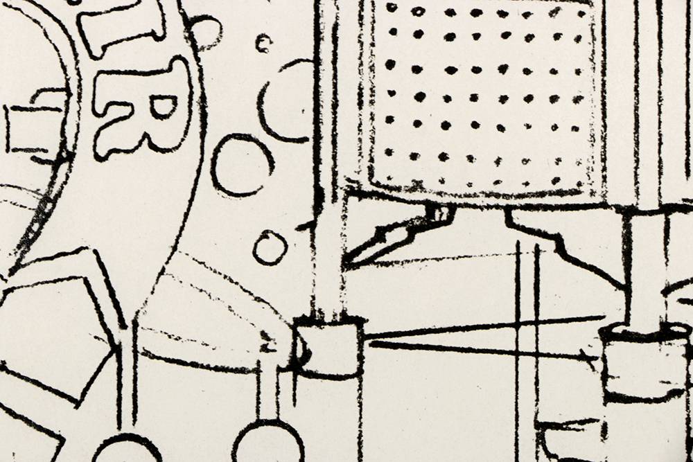 Ricardo Morin Serigraph on Paper of Rube Goldberg Machine