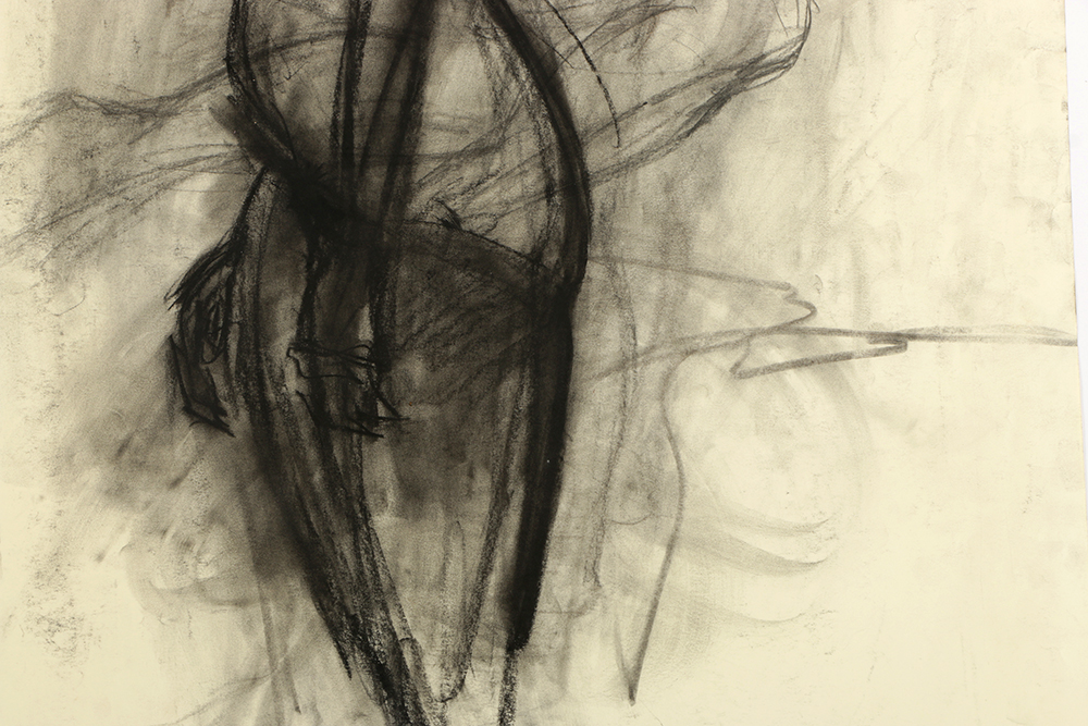Ricardo Morin Charcoal Drawing on Paper of Female Nude Study