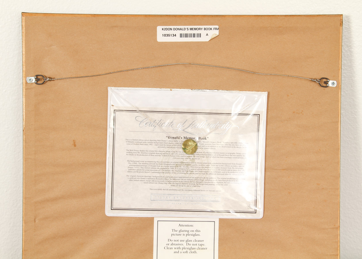 Signed Donald Duck Sericel "Donald's Memory Book"
