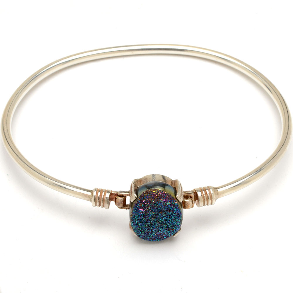 Sterling Silver Bracelet with Mystic Druzy Stone