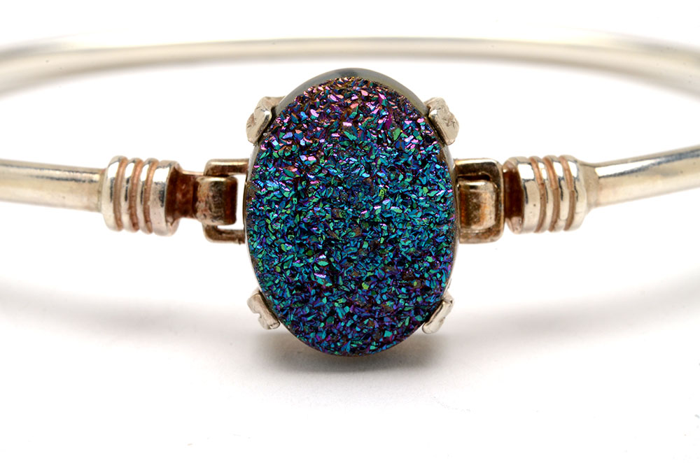 Sterling Silver Bracelet with Mystic Druzy Stone