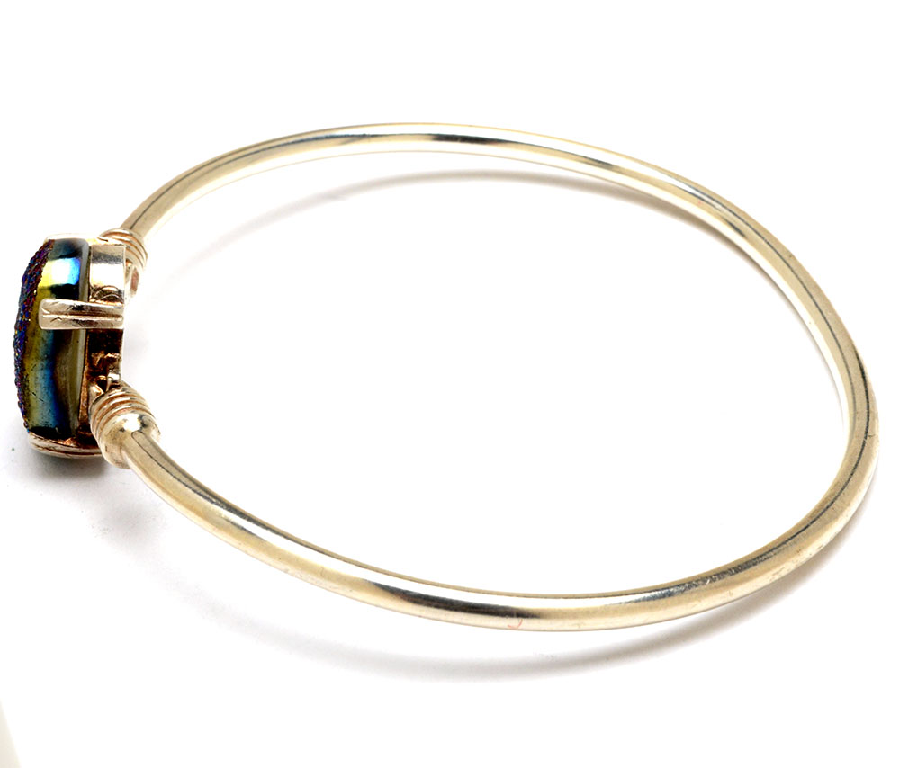 Sterling Silver Bracelet with Mystic Druzy Stone