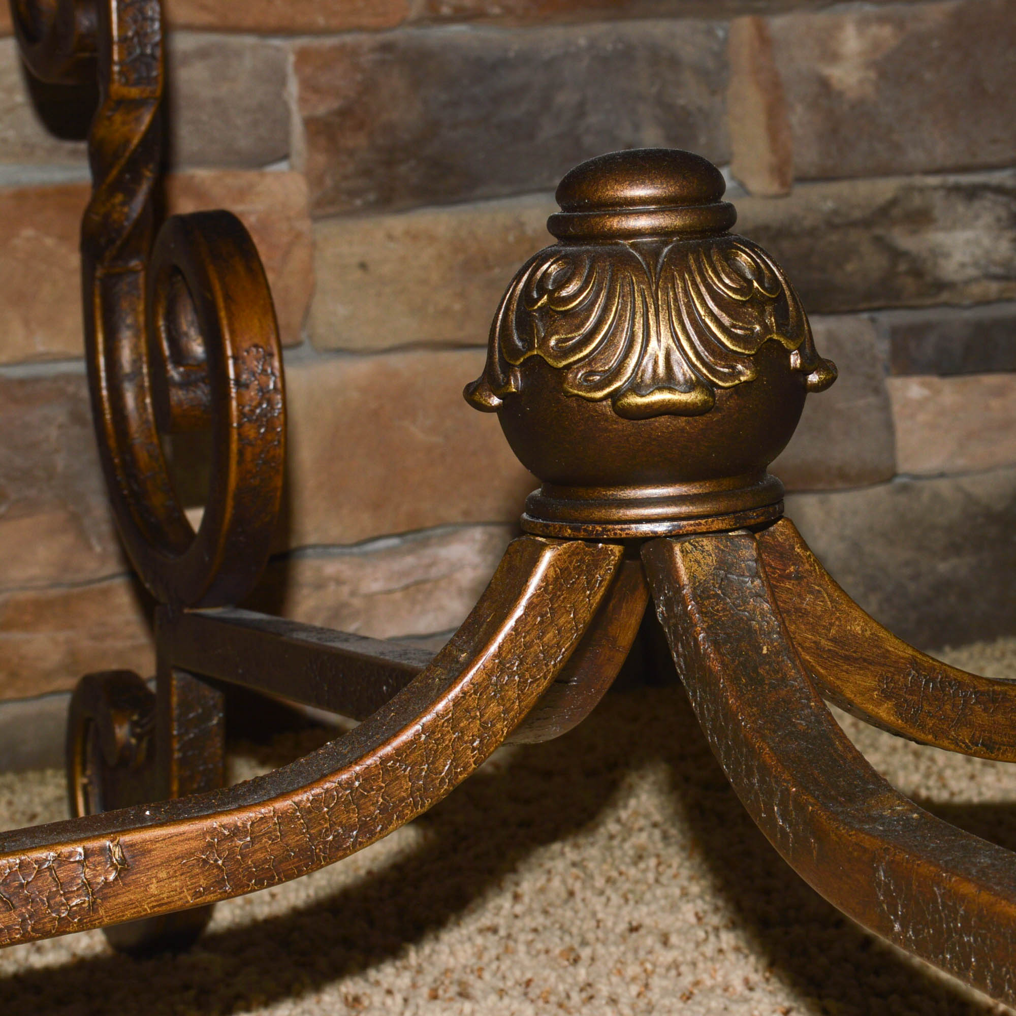 Ashley Furniture Round Coffee Table with Embossed Metal Top