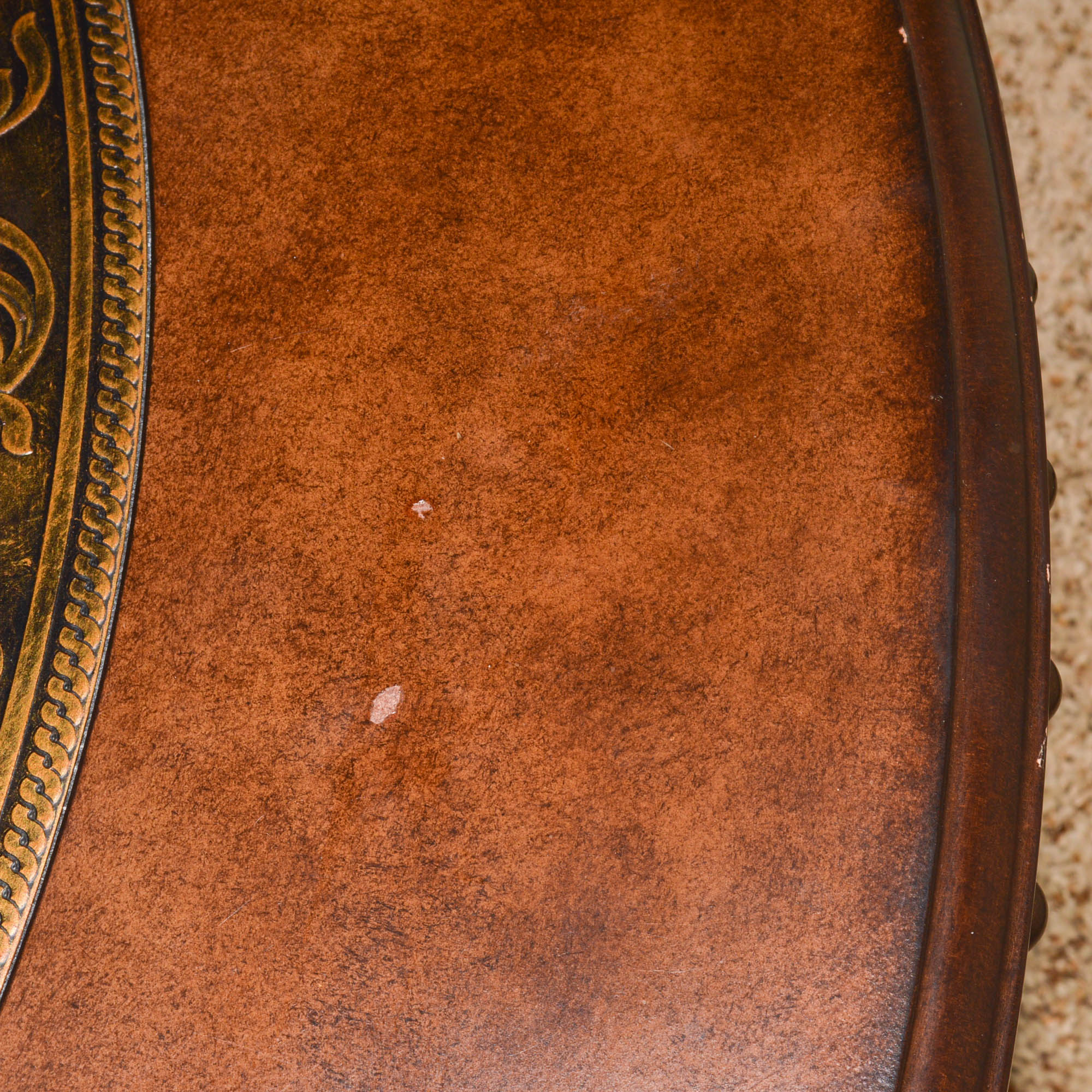 Ashley Furniture Round Coffee Table with Embossed Metal Top