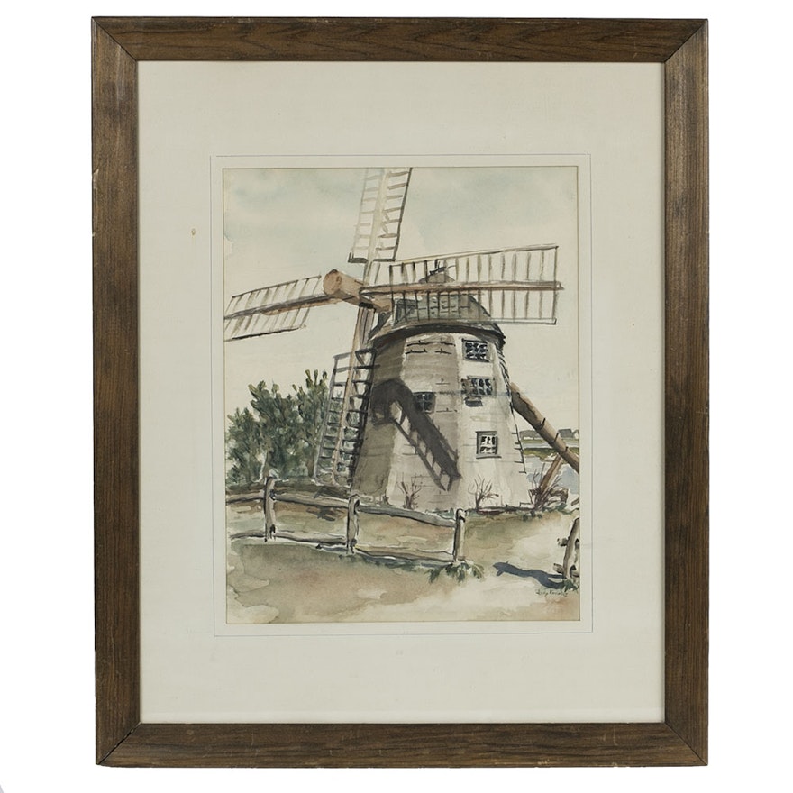Judy Knowles Windmill Watercolor on Paper