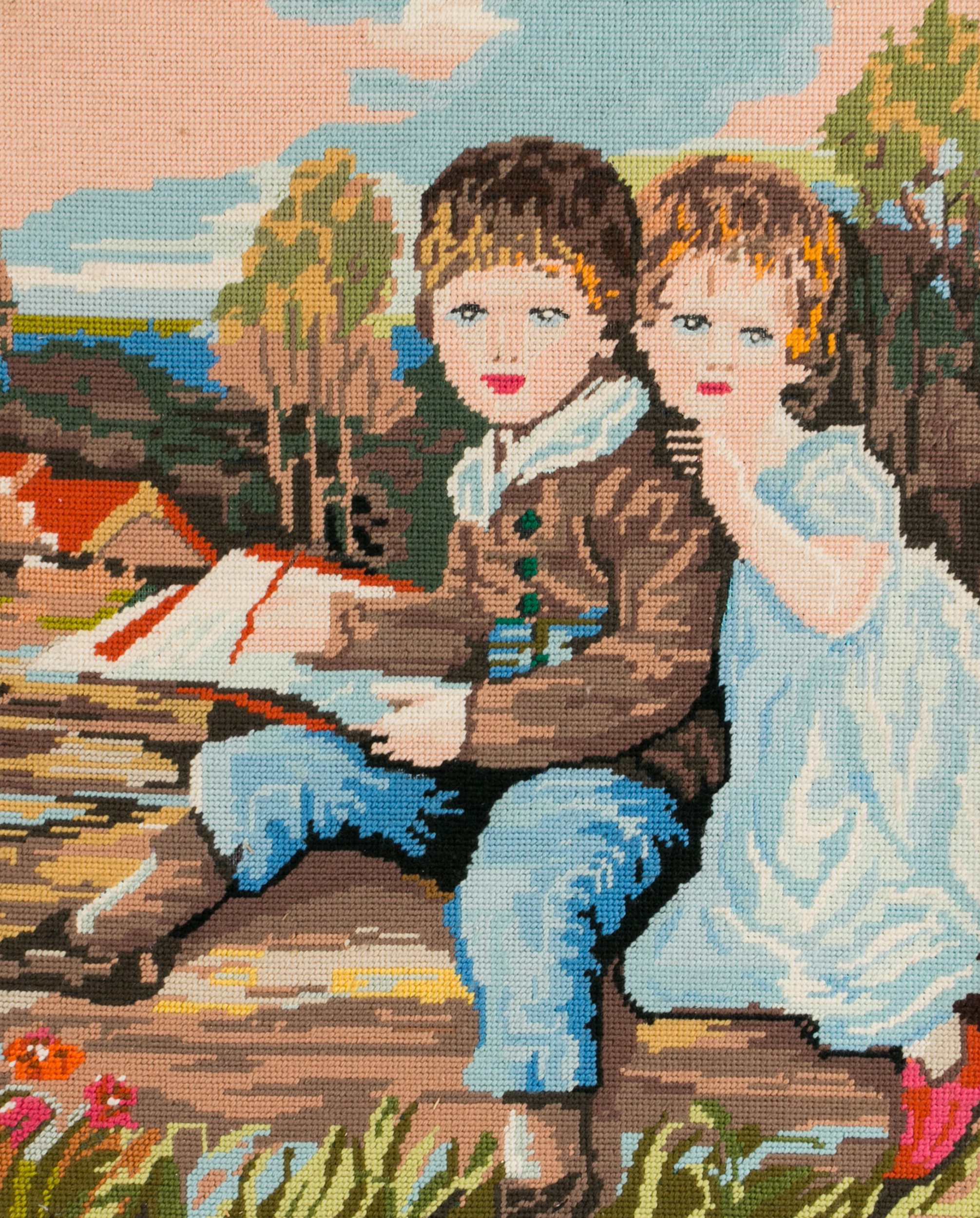 Needlepoint Portrait of Children