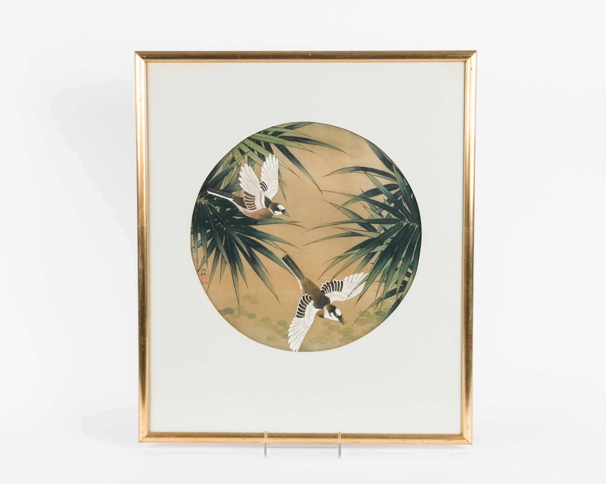 Chinese Avian Watercolor on Silk