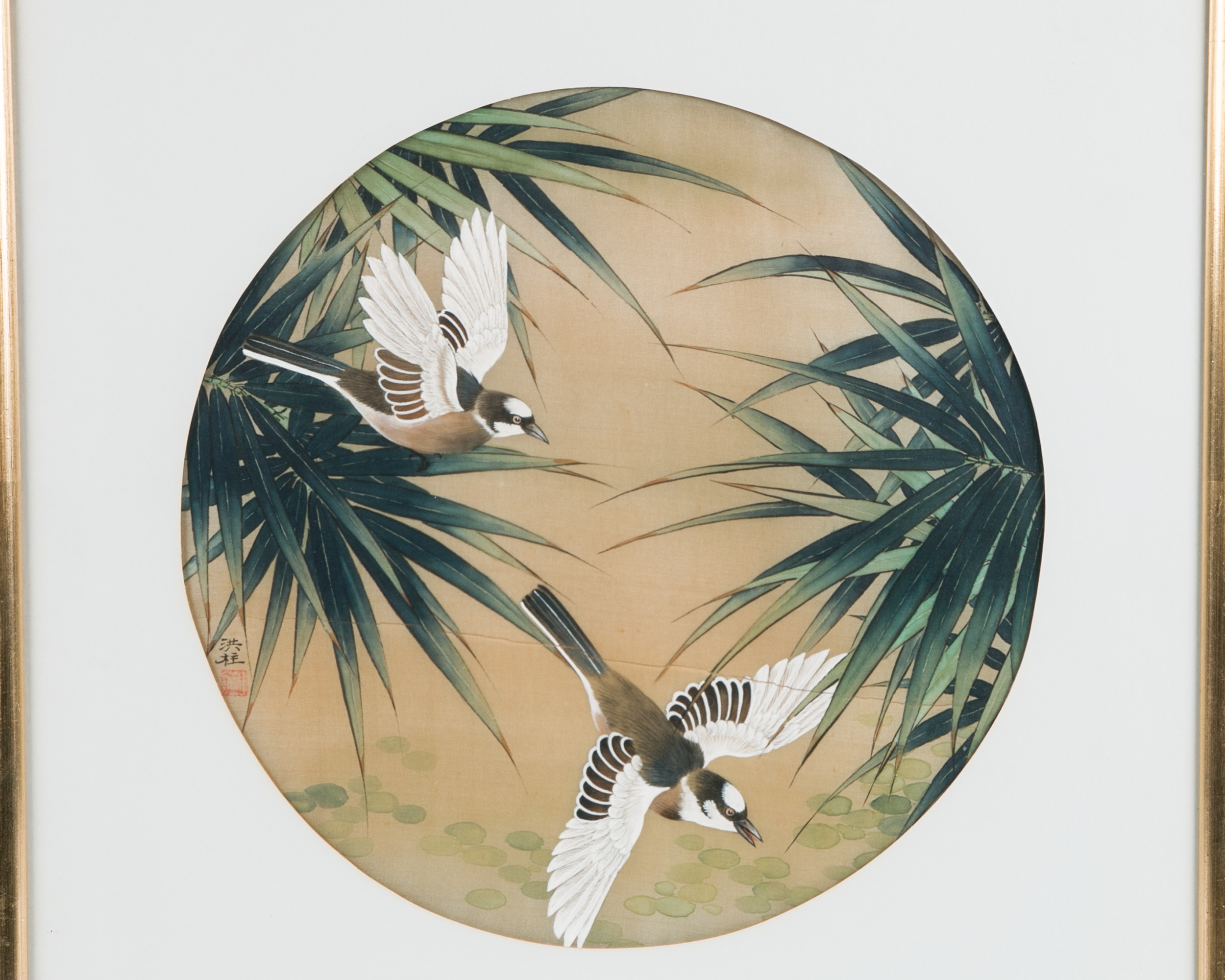 Chinese Avian Watercolor on Silk