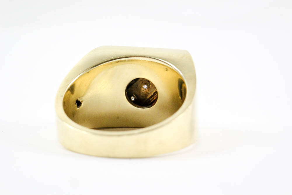 10K Yellow Gold Black Onyx and Diamond Ring