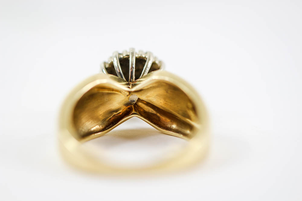 14K Yellow Gold Diamond Cluster Ring