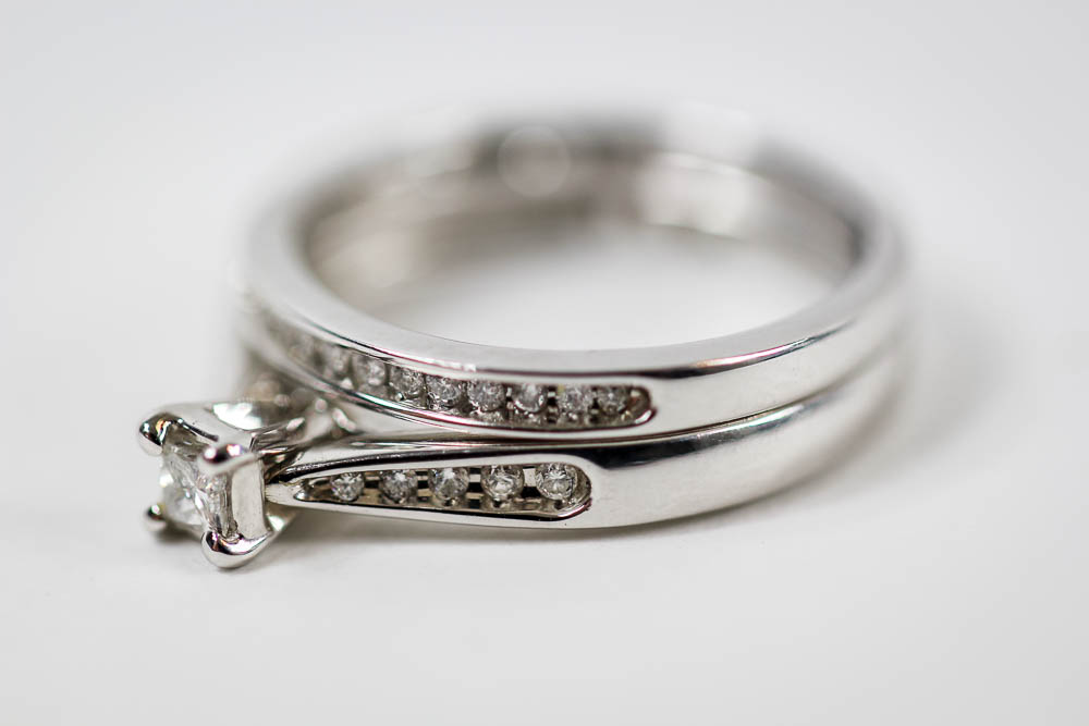 10K White Gold Diamond Wedding Set