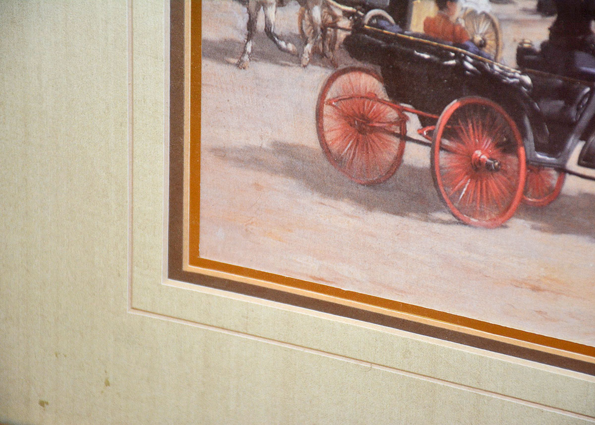 Signed and Framed Reprint of a City Street After E. Grandjean From 1892